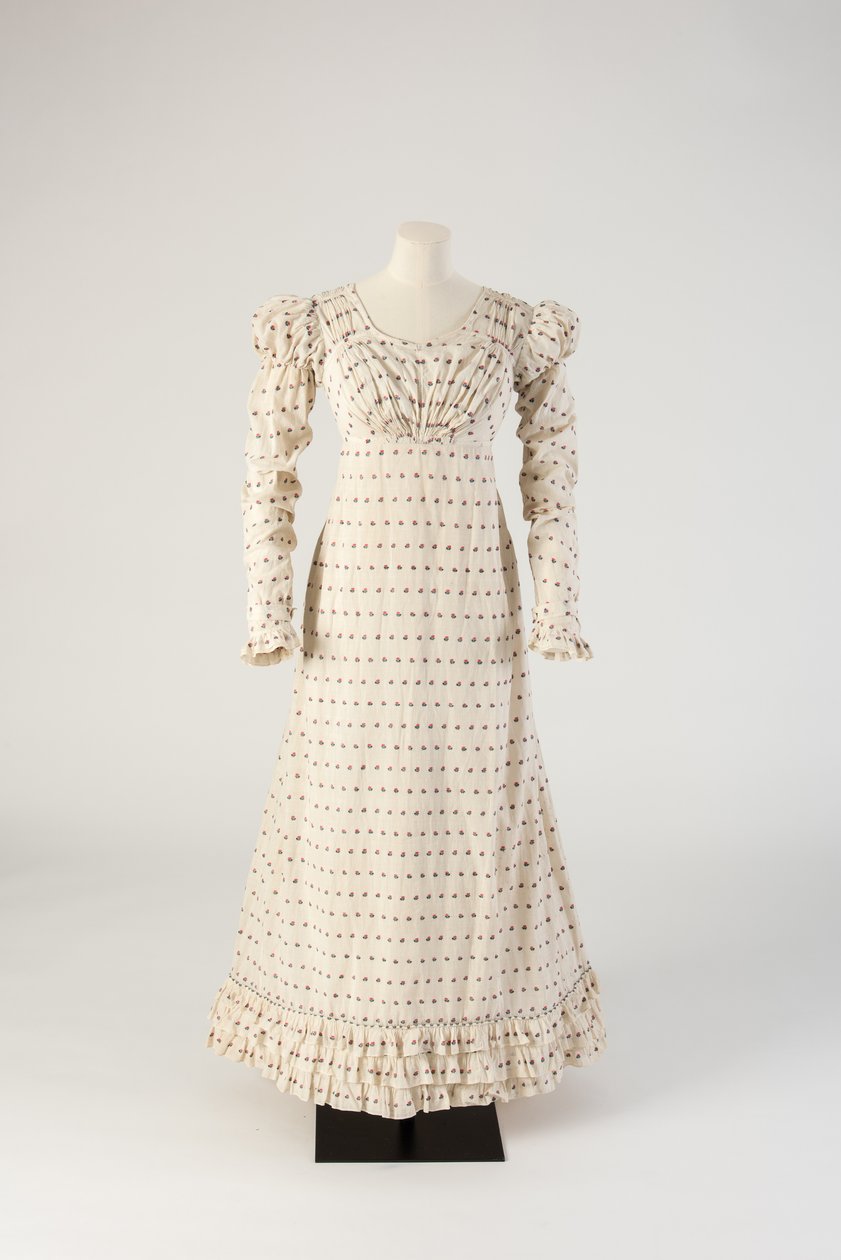 Robe en coton blanc avec des taches rouges et bleues, 1816 - Unbekannt Unbekannt