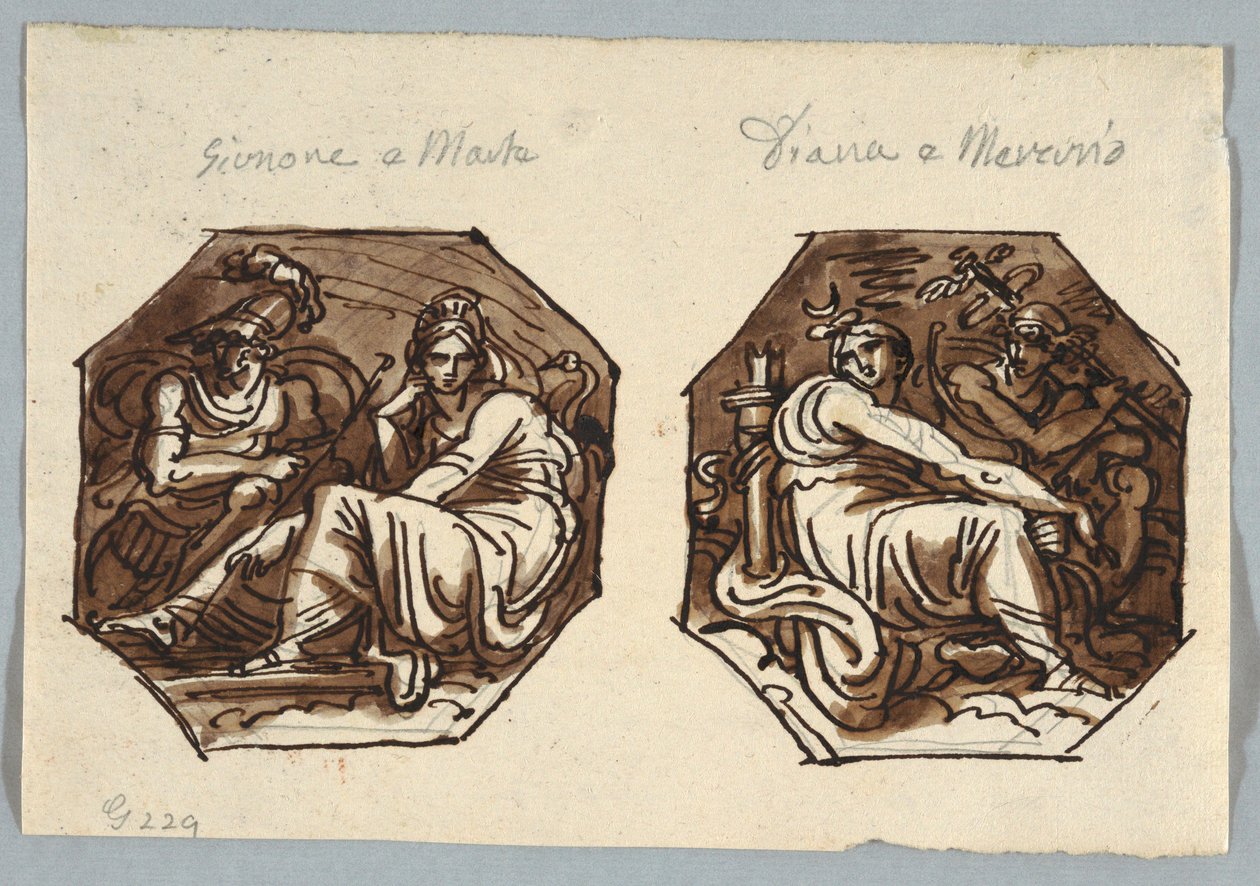 Mars et Junon; Mercure et Diane en composition diagonale - Unknown
