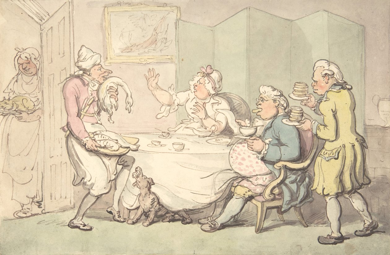 Un couple à table avec des serviteurs, 18e-19e siècle - Unknown,Unknown.