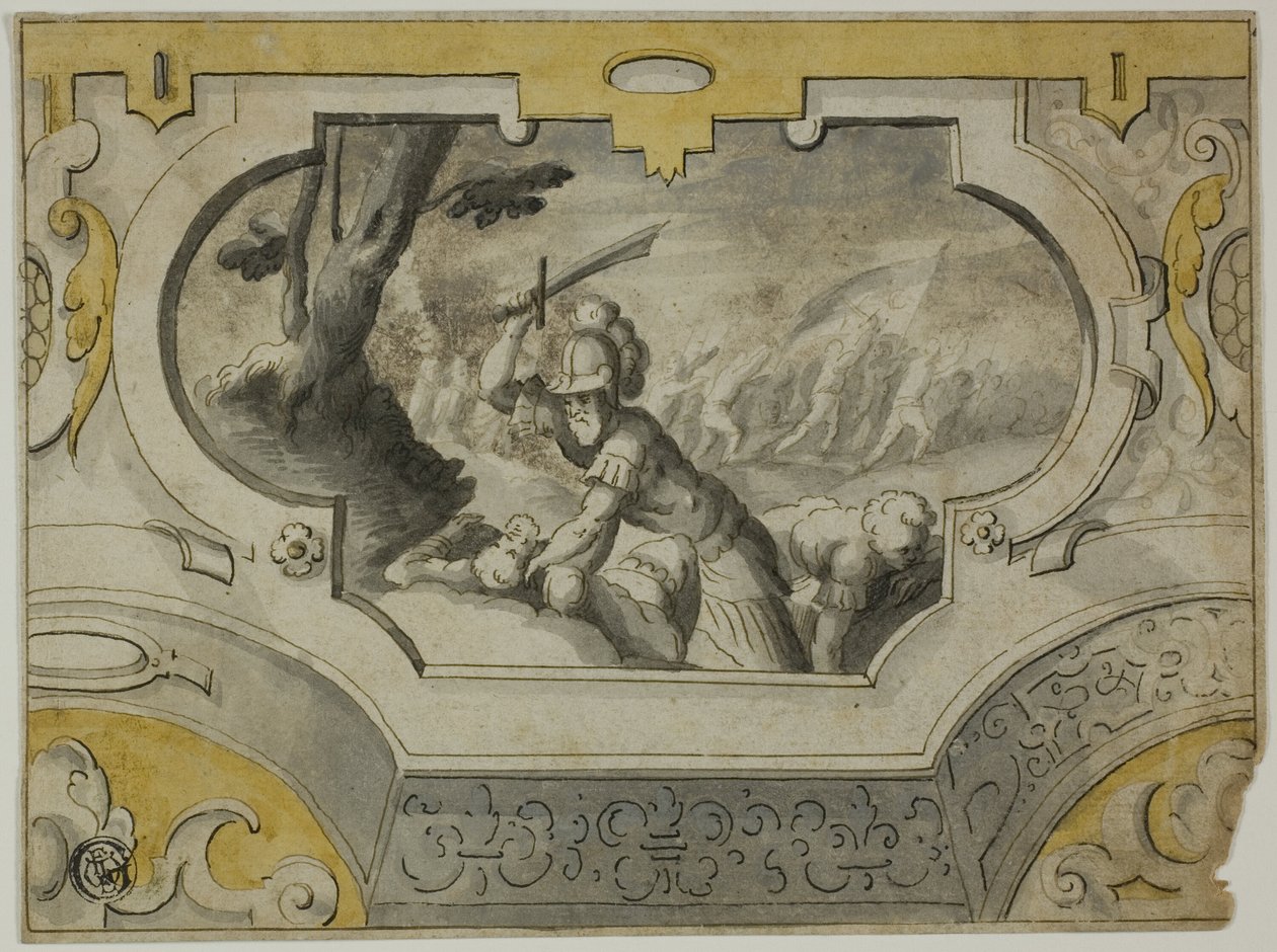 Scène de bataille (pour décoration de dessus de porte) - Unknown
