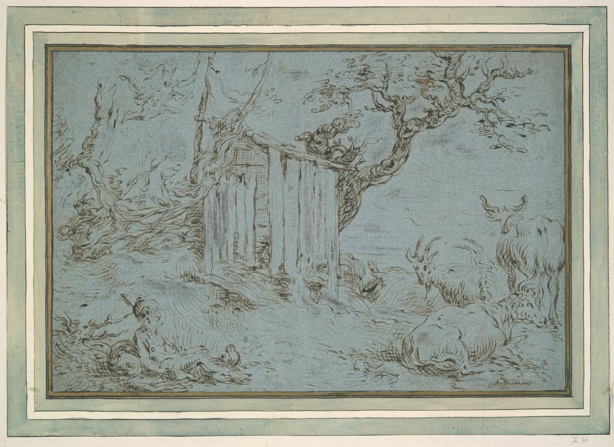 Paysage avec Mercure approchant un berger (recto); Tête d