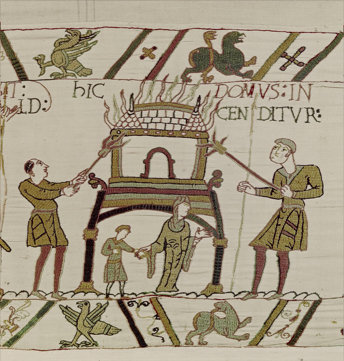 Une maison est brûlée par les Normands, Tapisserie de Bayeux - Unknown artist