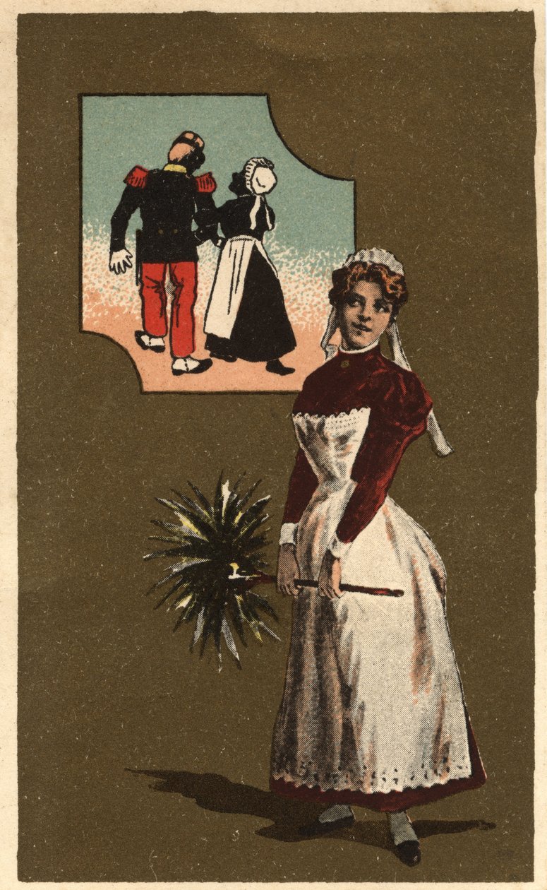 Une servante avec une plume. Elle rêve du bras d