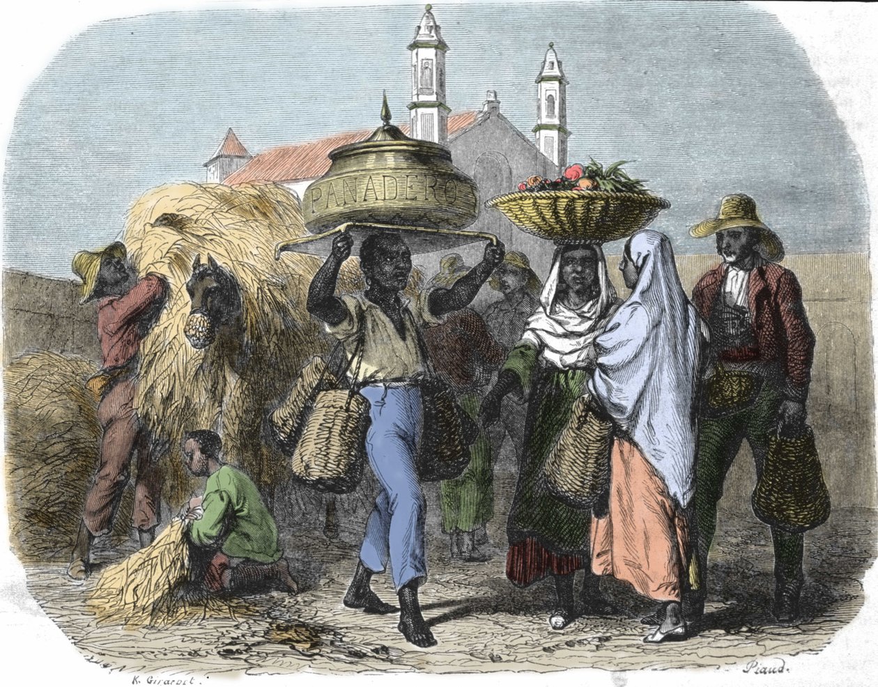 Un vendeur de pain itinérant à Cuba, gravure de 1870 - Unknown artist