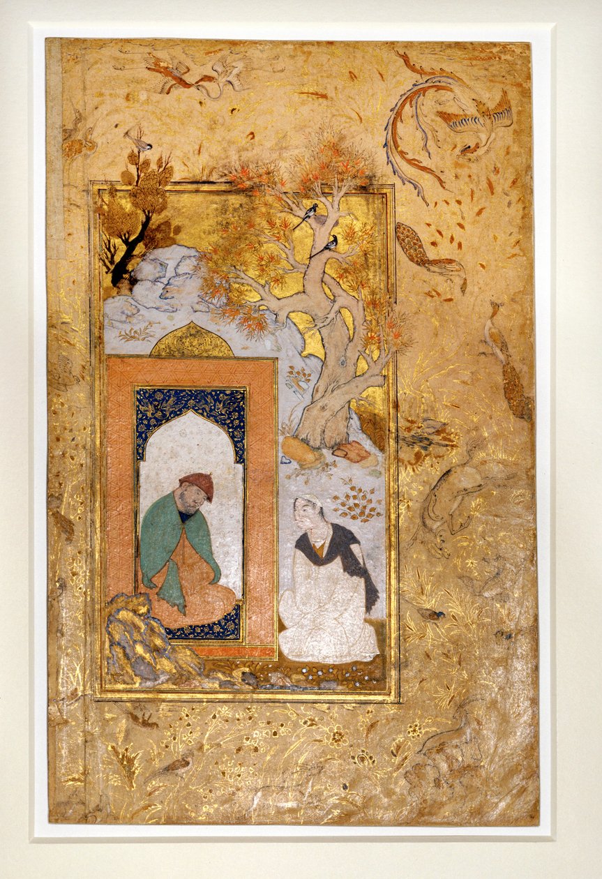 Un jeune homme visite un dervich (gouache et or sur papier) - Unknown artist