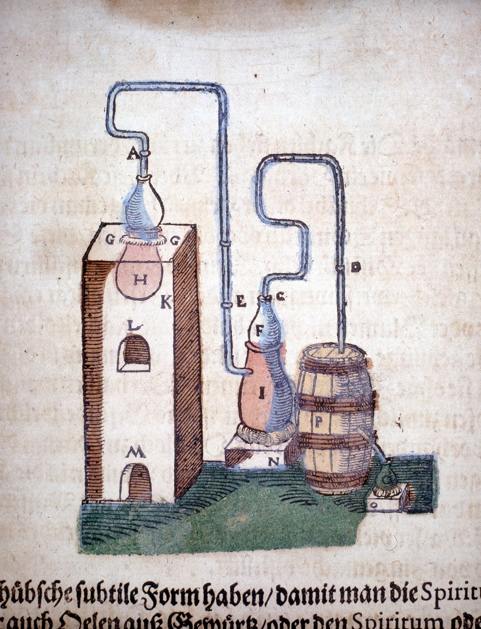 Alchimie : appareil de distillation, tiré d