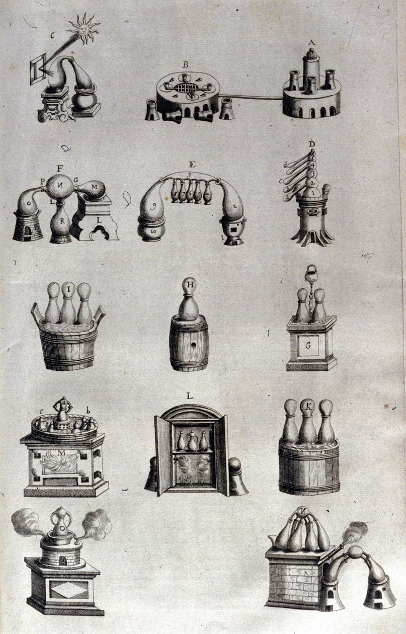 Alchimie : planche représentant différents modèles d