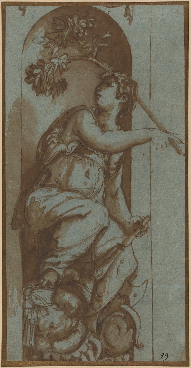 Allégorie de la paix (plume, encre brune et lavis sur papier vergé bleu ; déposé) - Unknown Artist