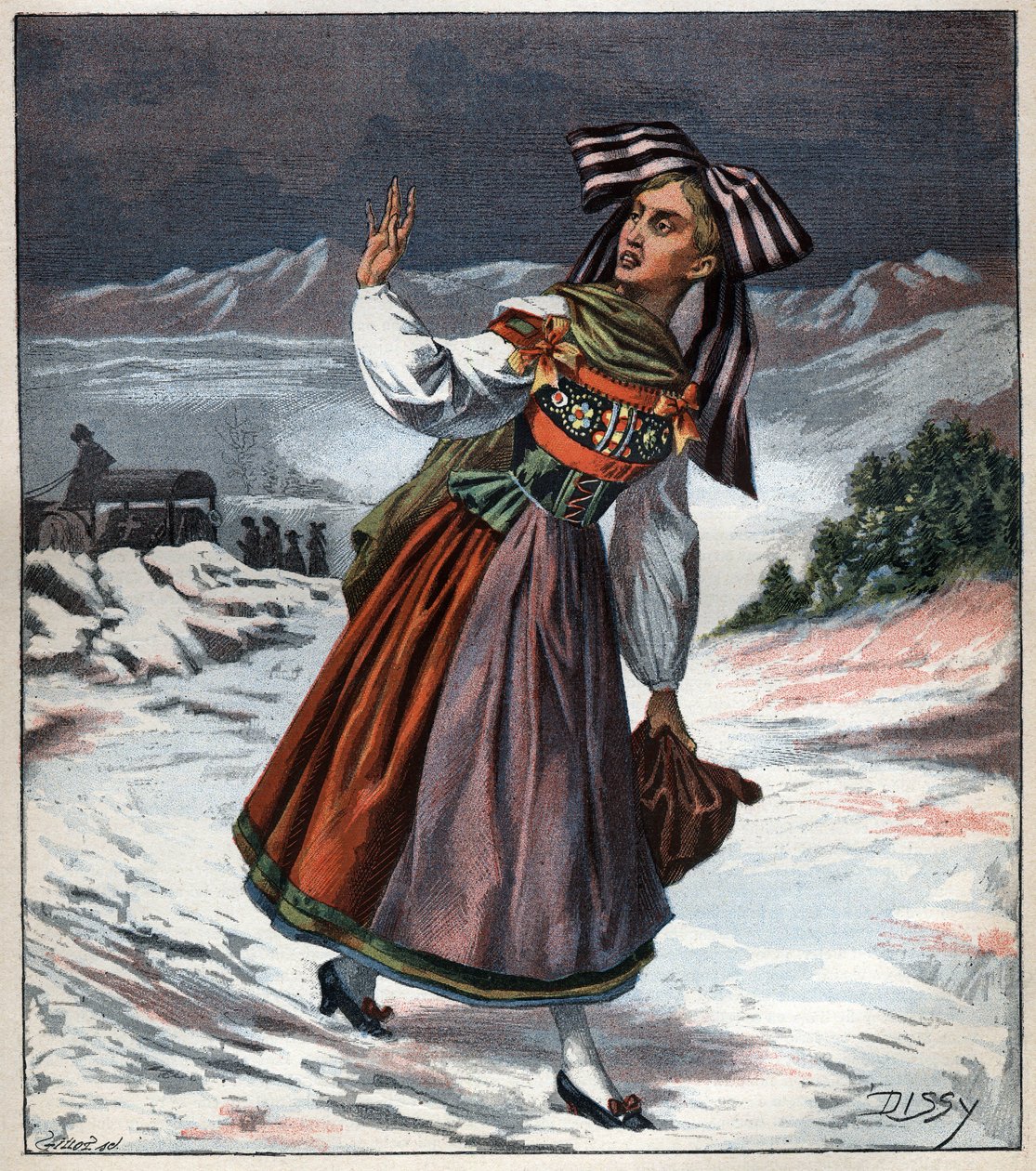Femme alsacienne en costume régional, gravure de 1892 - Unknown artist