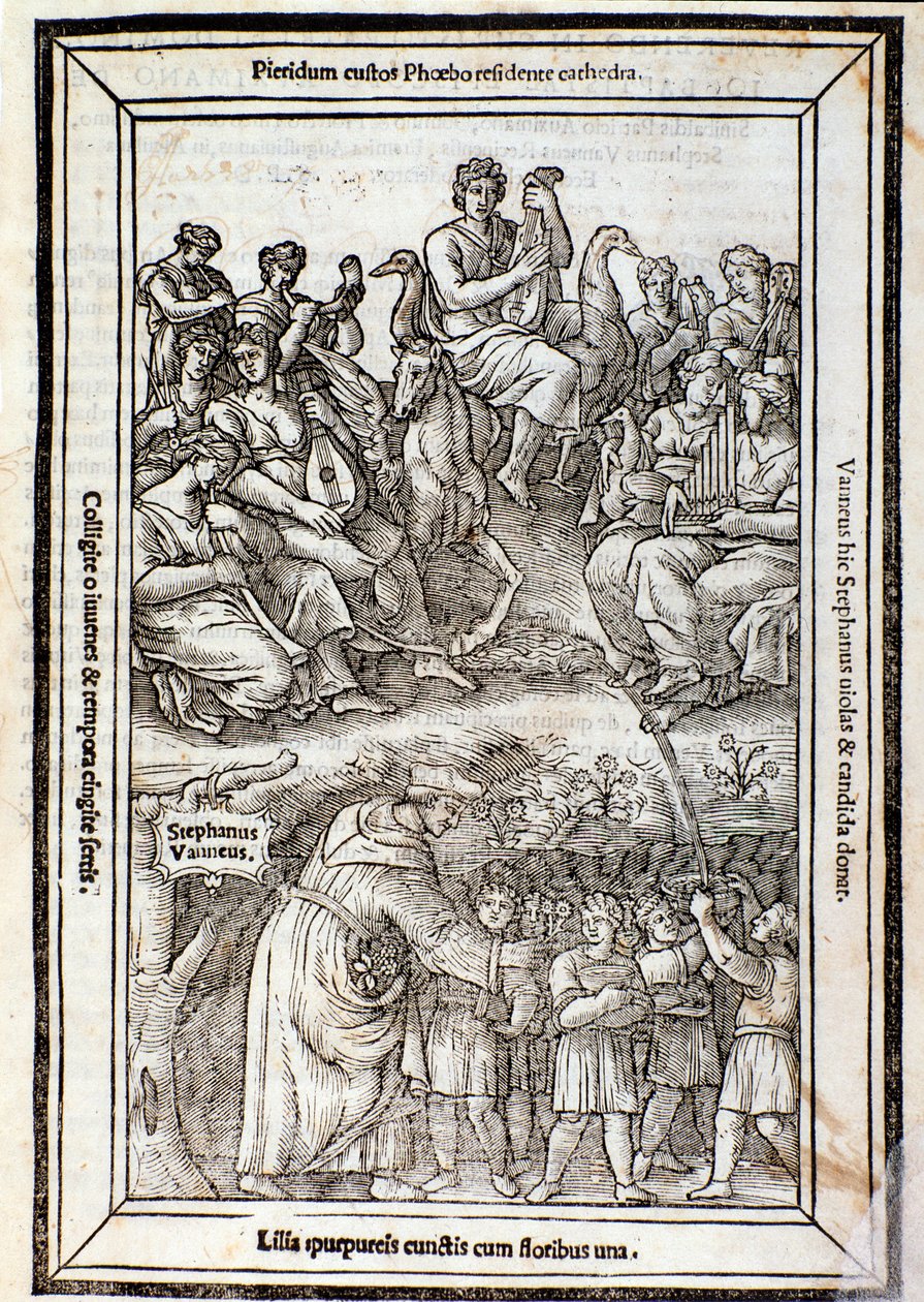 Apollon et les Muses. Page de Recanetum de musica aurea - Unknown artist