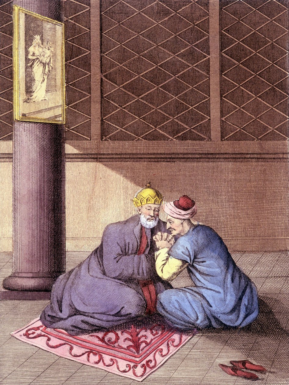 Évêque arménien écoutant les confessions d