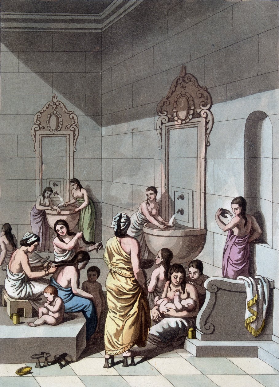Bains publics en Palestine - dans "Le costume ancien et moderne" par Ferrario, éd. Milan - Unknown artist