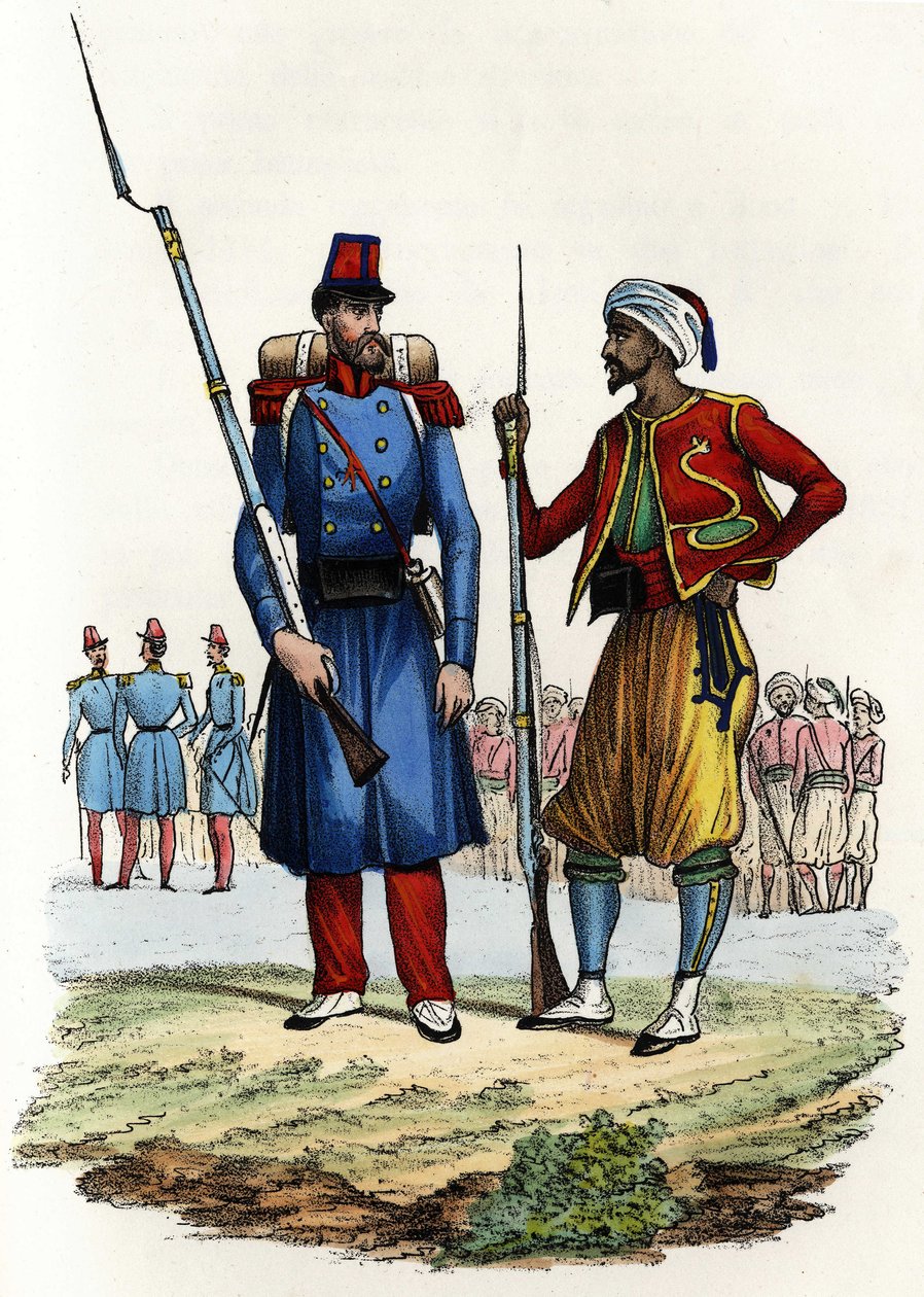 Bataillon de la Légion étrangère formé et envoyé en Algérie en 1831 ; bataillon de cavaliers indigènes, formé et envoyé en Algérie en 1841. Dans « Storia d