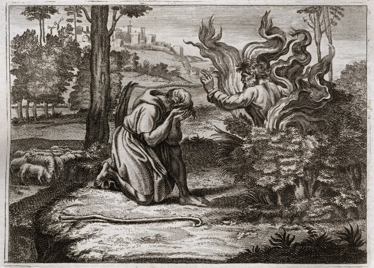 Bible de Royaumont, Ancien Testament : Buisson ardent. Dieu parle à Moïse du milieu d