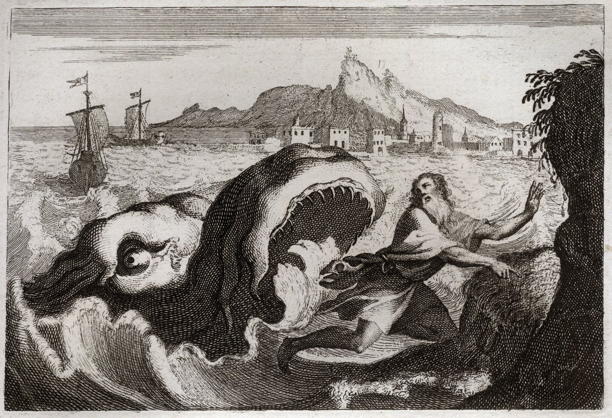 Bible de Royaumont, Ancien Testament : Jonas dans la baleine. Illustration de 1811. - Unknown artist