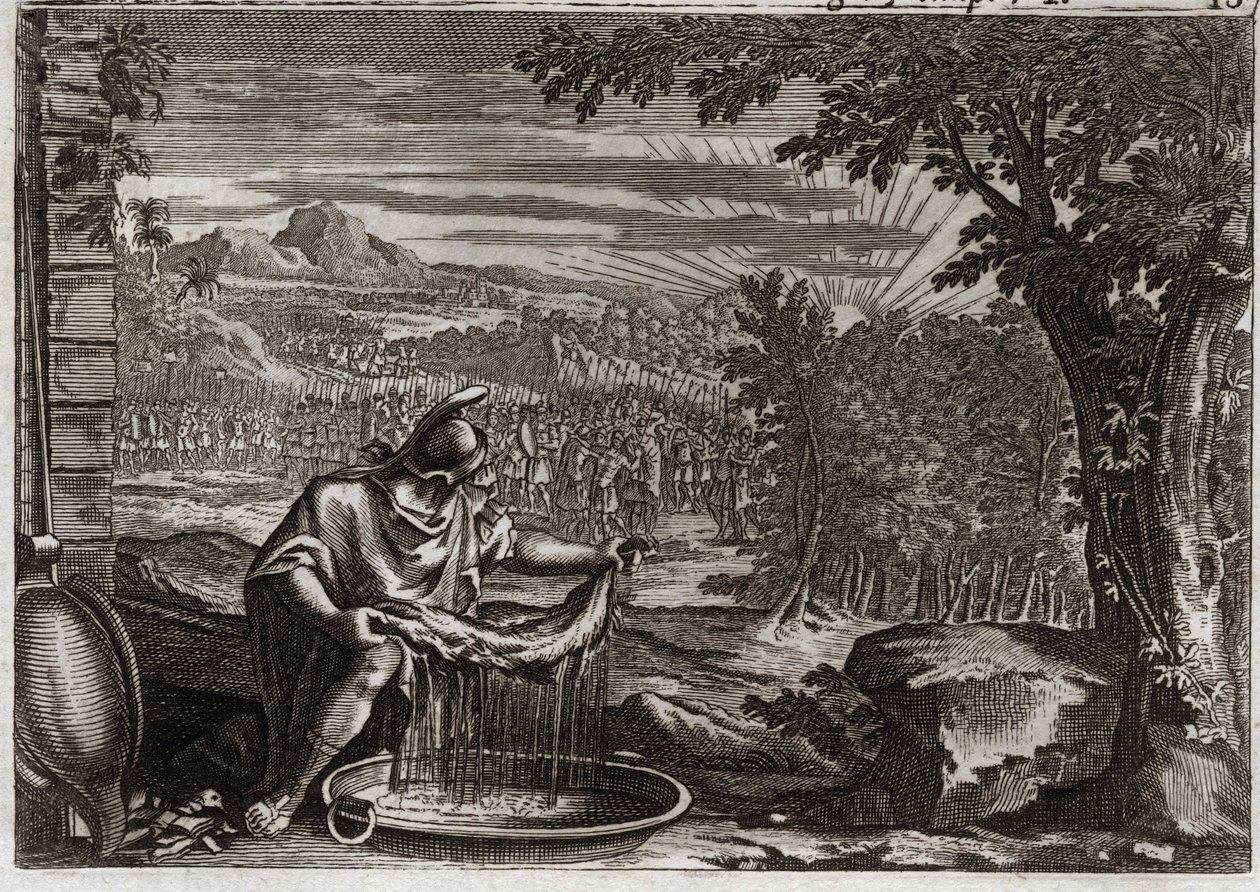 Bible de Royaumont, Ancien Testament : Miracle de la toison. Illustration de 1811. - Unknown artist