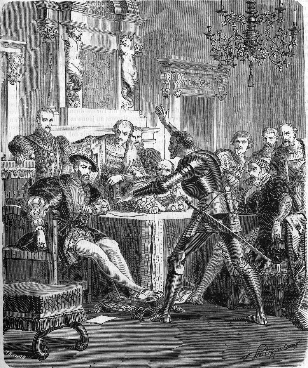 Blaise de Monluc (1502-1577), maréchal de France à la cour de François Ier. Gravure du 19ème siècle. - Unknown artist