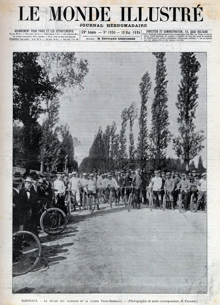 Bordeaux - le départ de la course Paris-Bordeaux - couverture de « Le Monde Illustré » de 1895 - Unknown artist