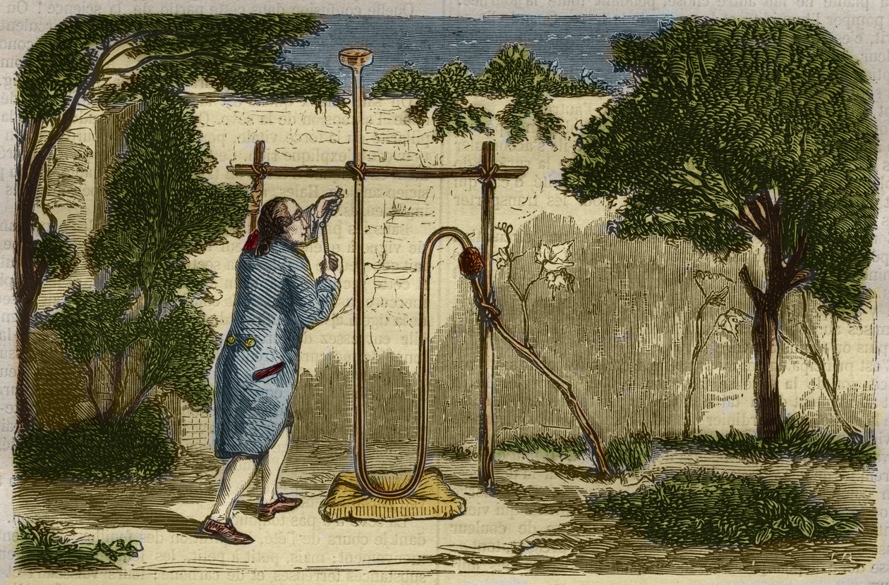Botanique : expérience de Stephen Hales (1677-1761) sur la force ascendante de la sève en 1727. Gravure de 1859 dans "Le Musée des Sciences" - Unknown artist