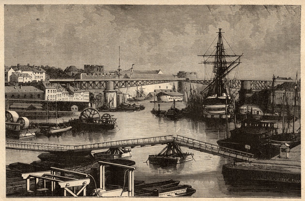 Brest - Le port militaire - Finistère - Bretagne - gravure dans « PATRIE - DESCRIPTION PICTURESQUE DE LA FRANCE EN 6 VOLUMES » par Lucien Huard - fin du 19ème siècle - Unknown artist