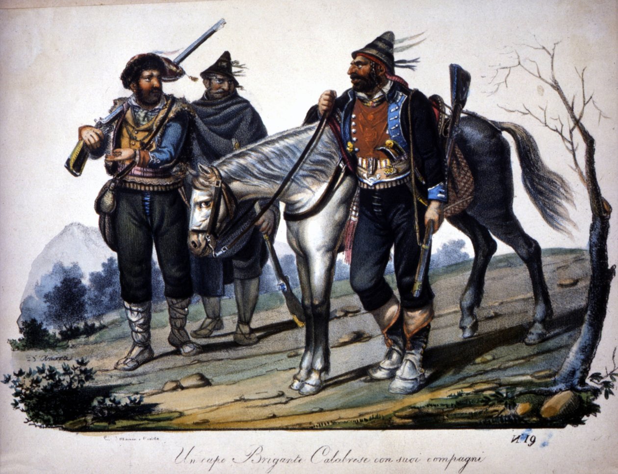Brigandage en Calabre, Italie, gravure du 19ème siècle. - Unknown artist