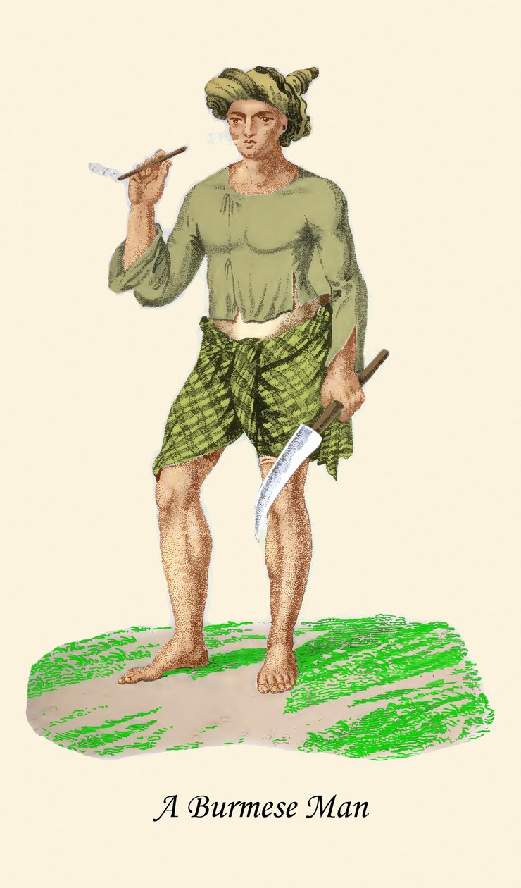 Homme birman avec couteau ou Dha - Unknown Artist