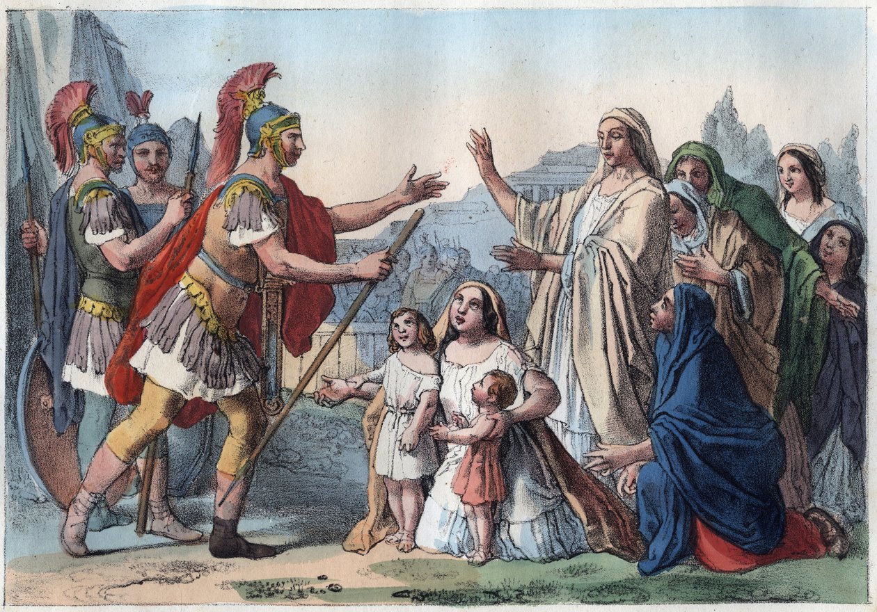 Caius Marcius Coriolanus et sa mère (488 av. J.-C.) - Coriolan assiège Rome avec le soutien du peuple - sa mère Veturia et sa femme Volumnia le persuadent de se retirer - Unknown artist