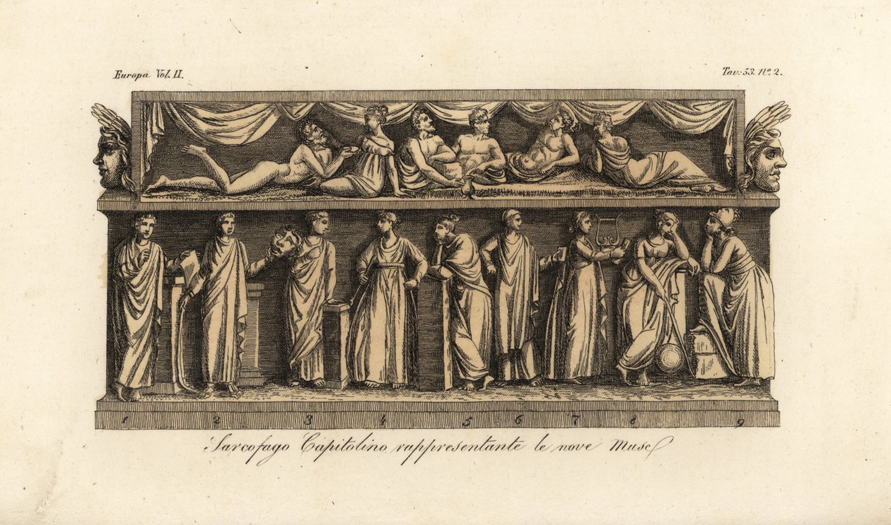 Sarcophage capitolin bas-relief représentant les Neuf Muses - Unknown artist
