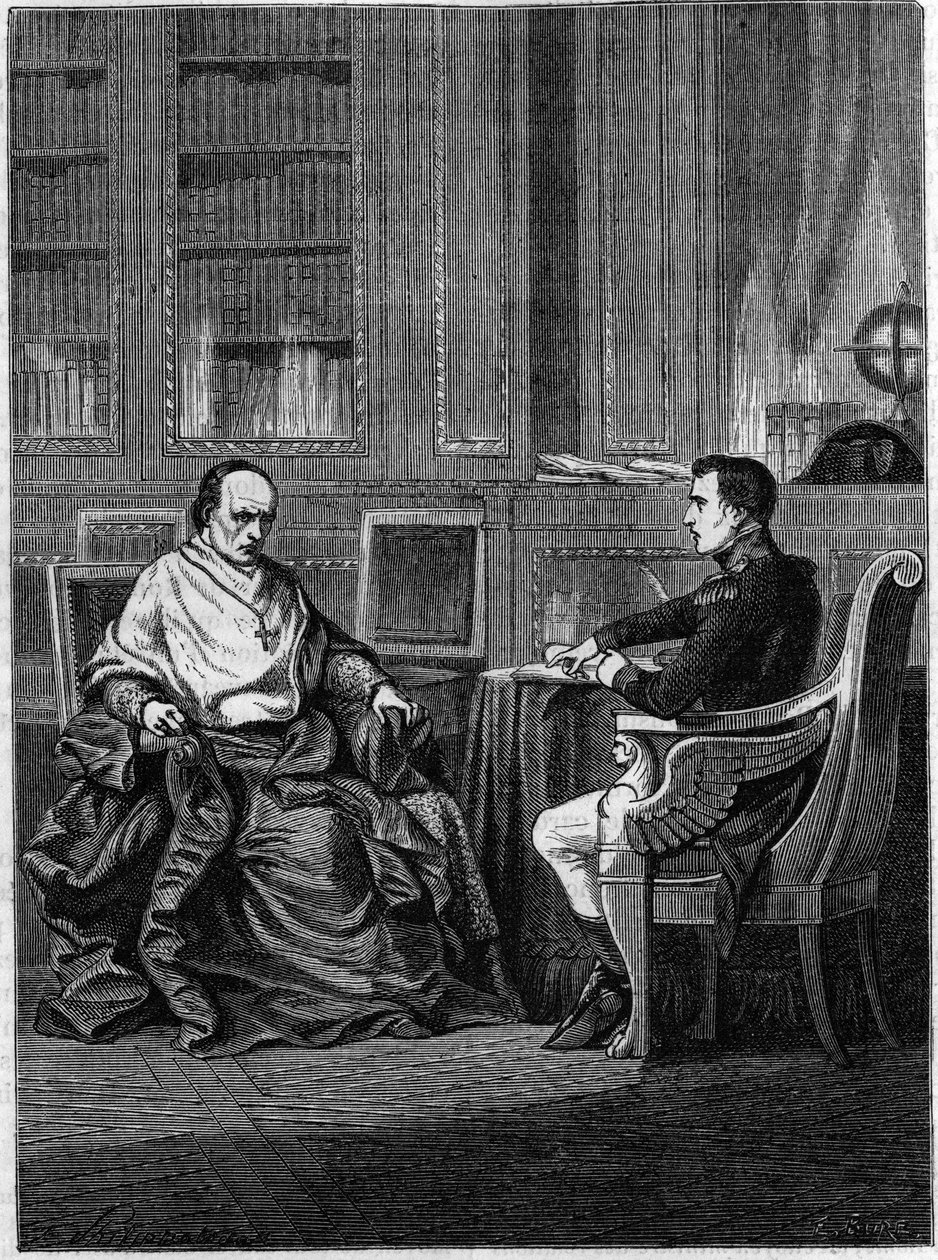 Le cardinal Giambattista Caprara, nommé légat à Paris par Pie VII, reçu à Malmaison par Napoléon Bonaparte en 1801 - Unknown artist