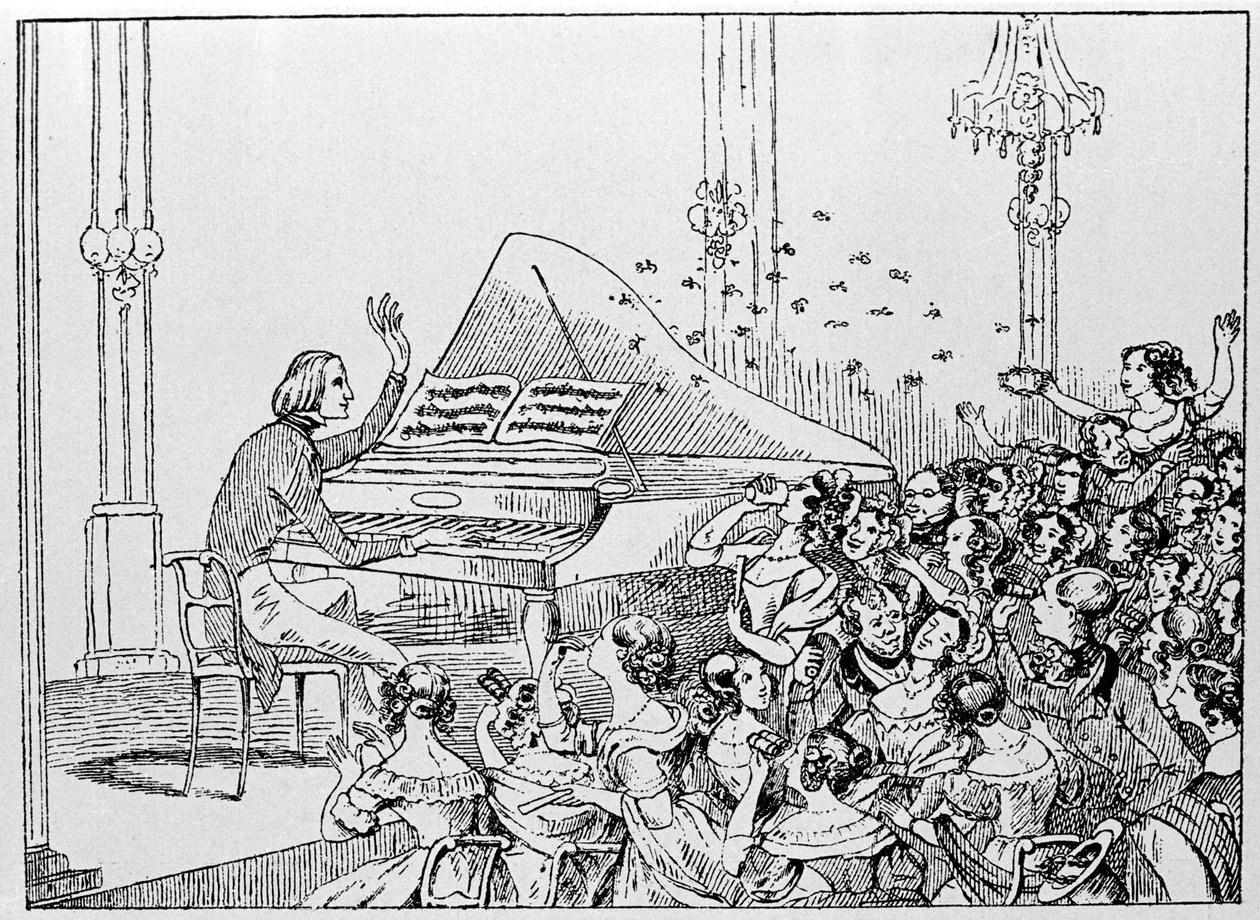 Caricature du triomphe de Franz Liszt lors d