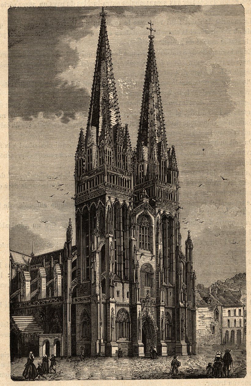 Cathédrale Saint-Corentin de Quimper - gravure dans « PATRIE - DESCRIPTION PICTURESQUE DE LA FRANCE EN 6 VOLUMES » par Lucien Huard - fin du 19e siècle - Unknown artist