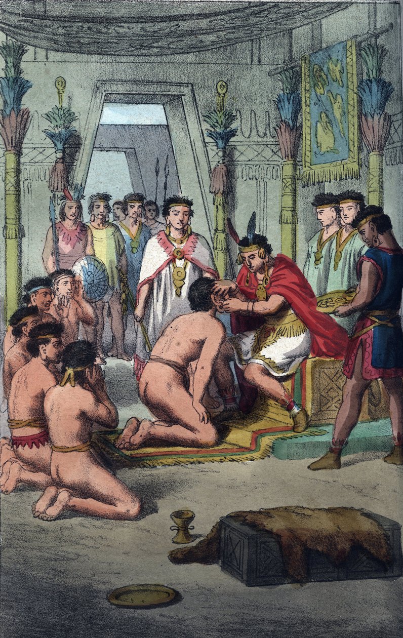 Cérémonie dans la capitale inca de Cuzco : Manco Capac perce les oreilles des princes du sang - Unknown artist