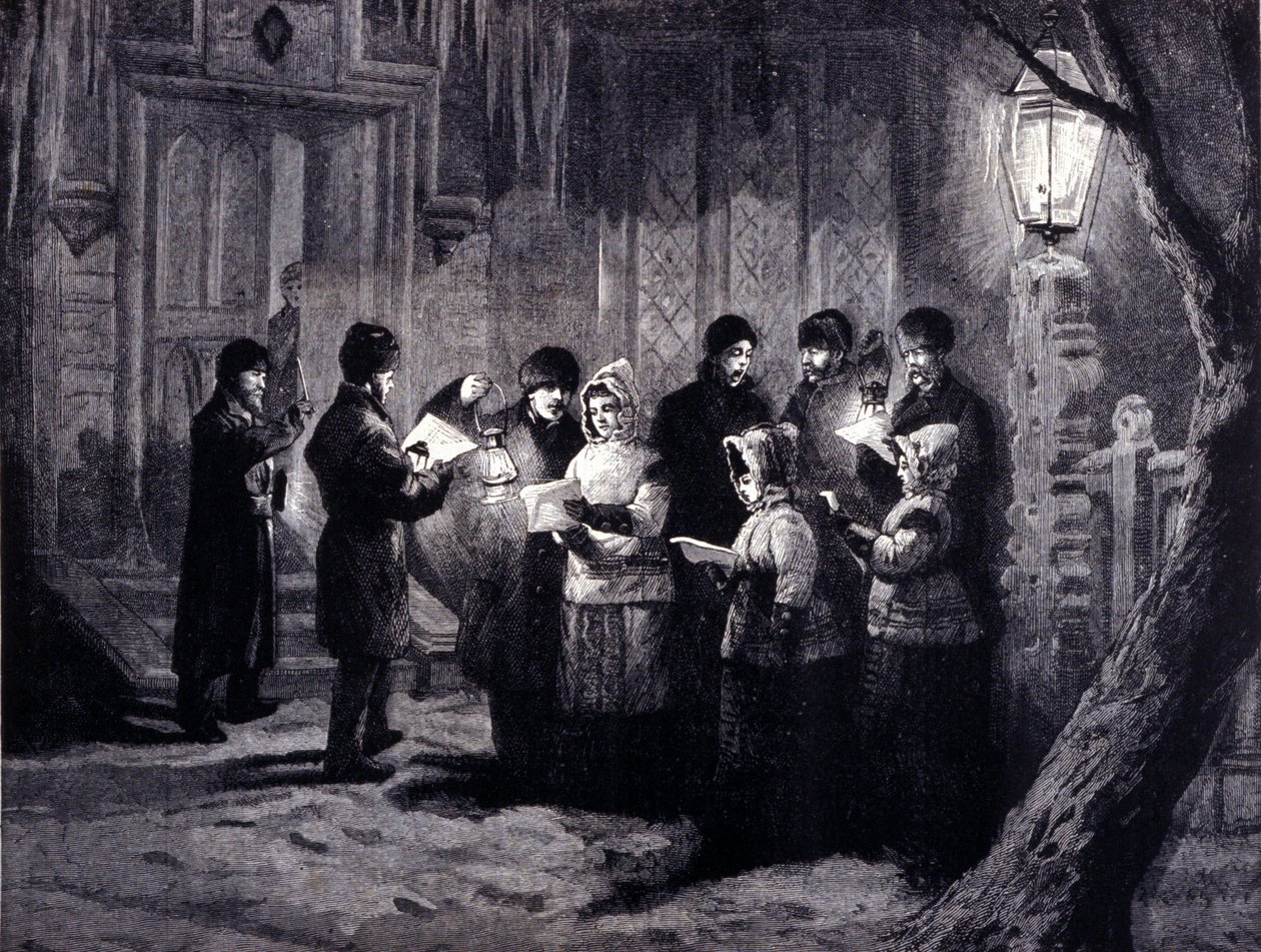 Nuit de Noël au Canada : lectures et prières. Gravure du XIXe siècle - Unknown artist