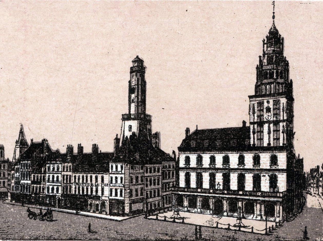 Ville de Calais : ancien phare et hôtel de ville dans « Le Monde Illustré 168 vues» Non daté (fin du XIXe siècle) - Unknown artist