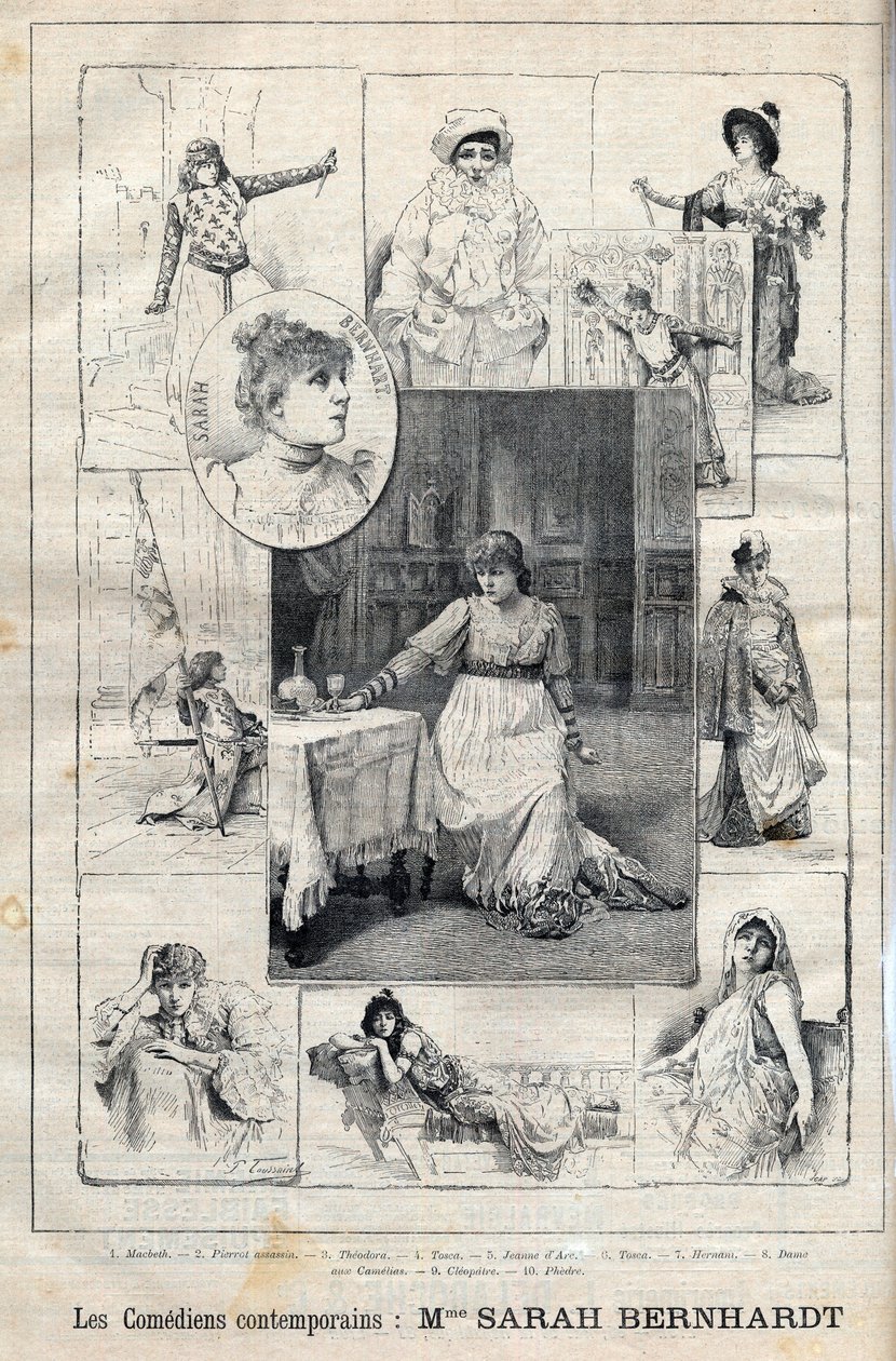 Comédienne Sarah Bernhardt (1844-1923) dans Macbeth (gravure) - Unknown artist