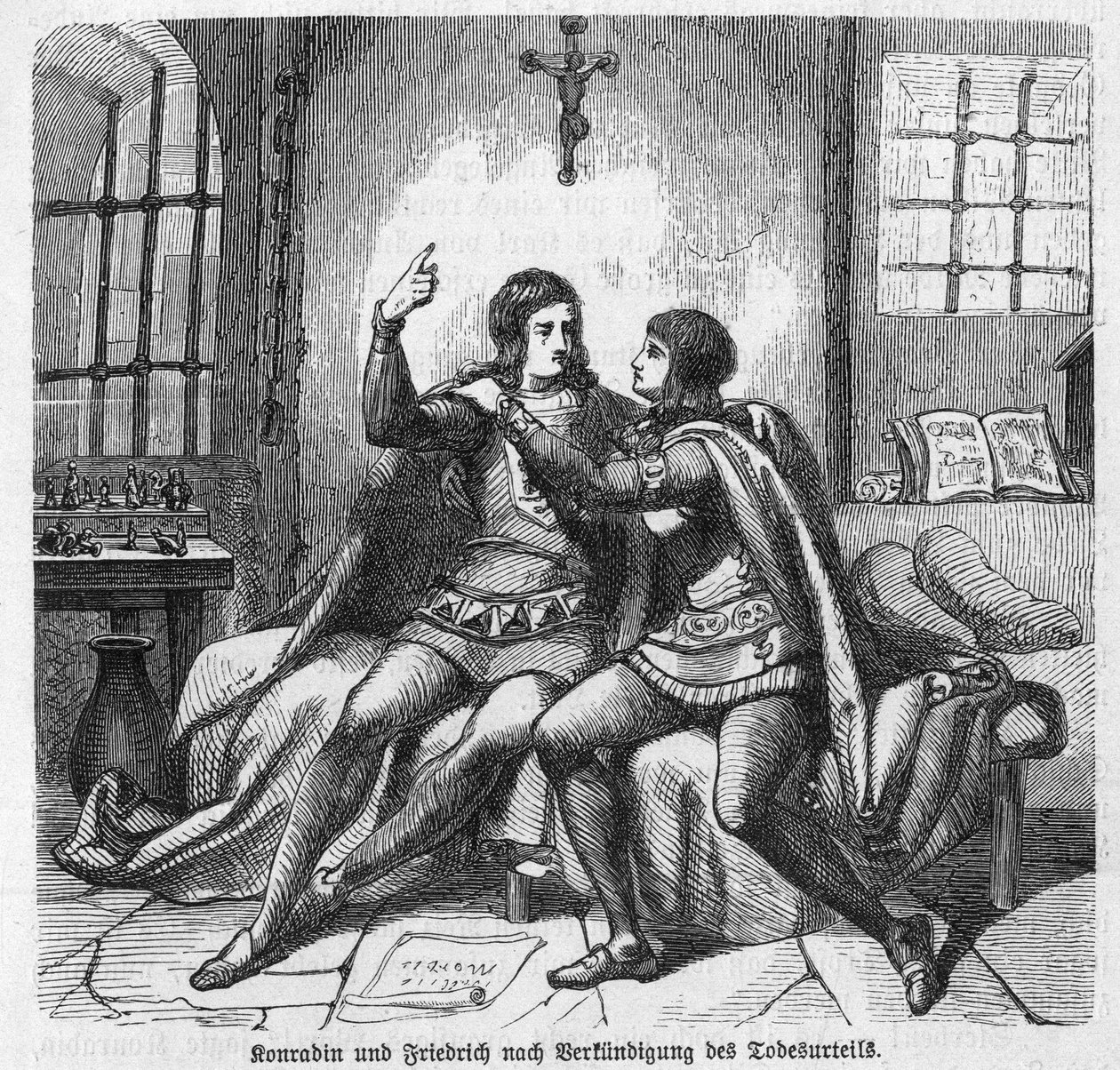 Conradin de Souabe et Frédéric de Bade informés de leur exécution en prison à Naples - Conradin de Hohenstaufen, roi de Sicile (Italie) et de Jérusalem (Israël) sous le nom de Conrad - Unknown artist