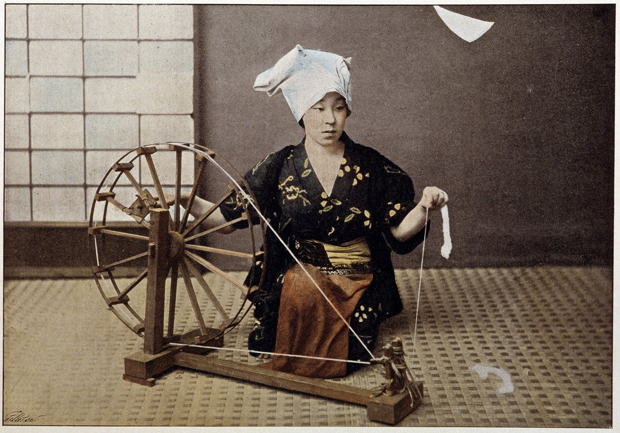 Machine à filer le coton au Japon, fin du 19e siècle - Unknown artist