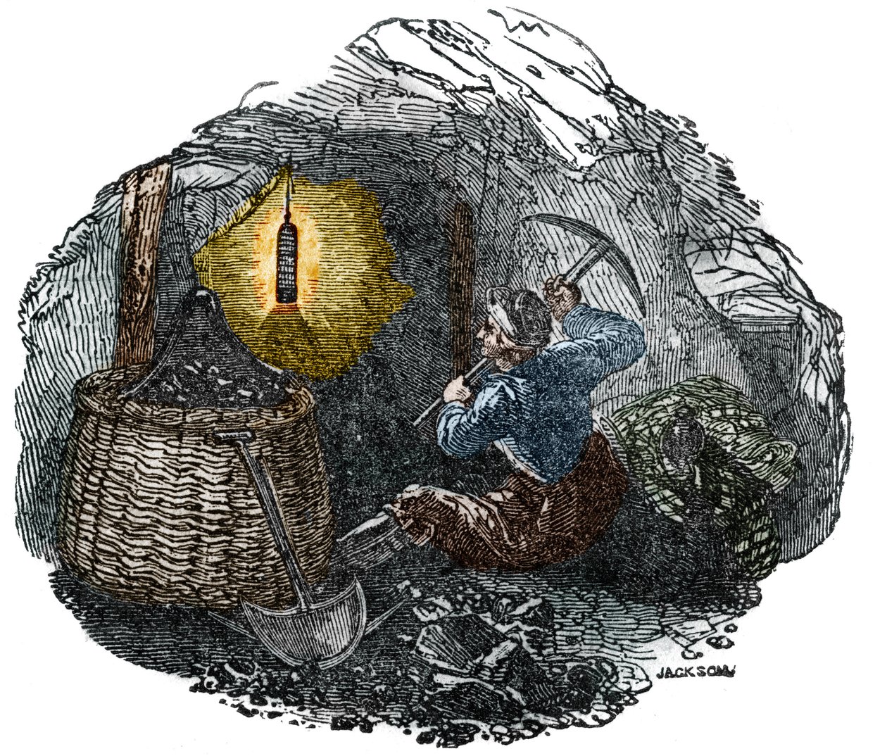 Lampe de Davy 1815 Humphry DAVY (1778-1829). Gravure de 1834. - Unknown artist