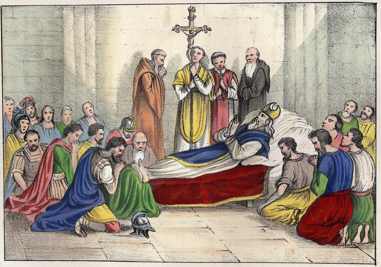 Mort de Saint Augustin (354-430). Gravure dans « L