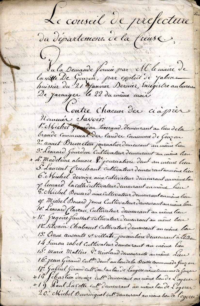 Délibération du Conseil de Préfecture de Guéret (Creuse) du 23 avril 1823 - Unknown artist