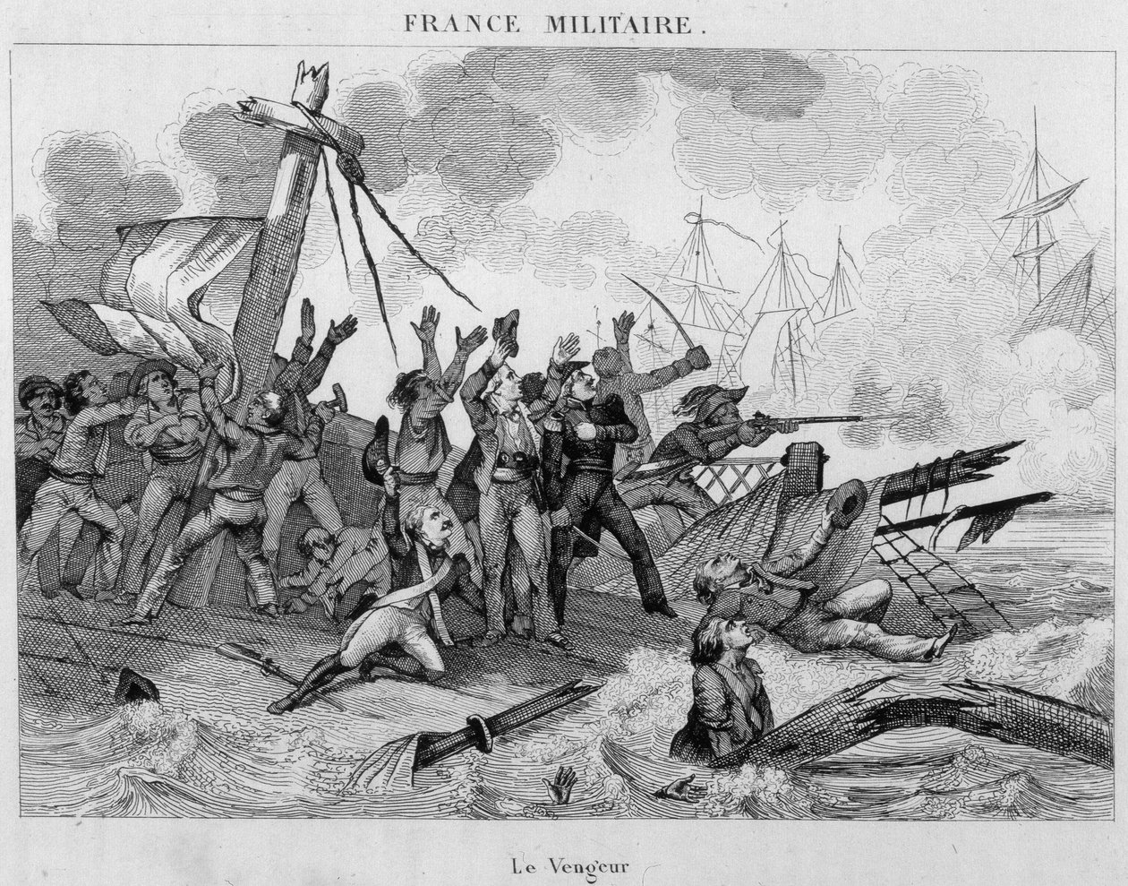Destruction du navire «Le Vengeur» par la flotte anglaise le 1er juin - Unknown artist