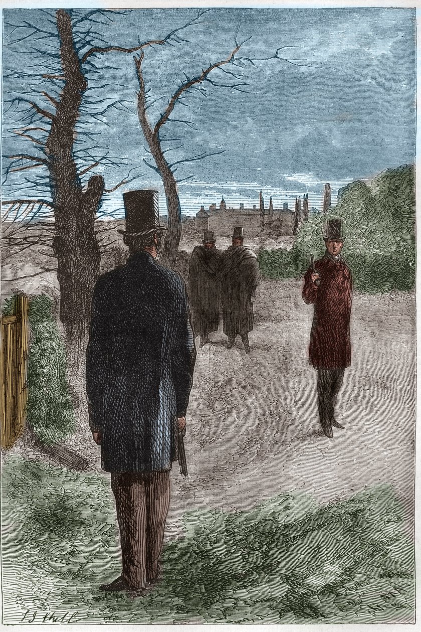 Duel entre George William Finch-Hatton, comte de Winchilsea (1791-1858) et Arthur Wellesley, duc de Wellington (1769-1852) à Battersea Fields, le 21 mars 1829 - Unknown artist