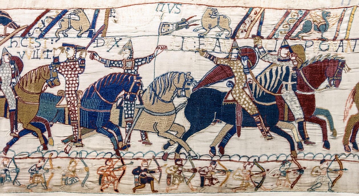 Le duc Guillaume montre son visage à son armée, Tapisserie de Bayeux - Unknown artist