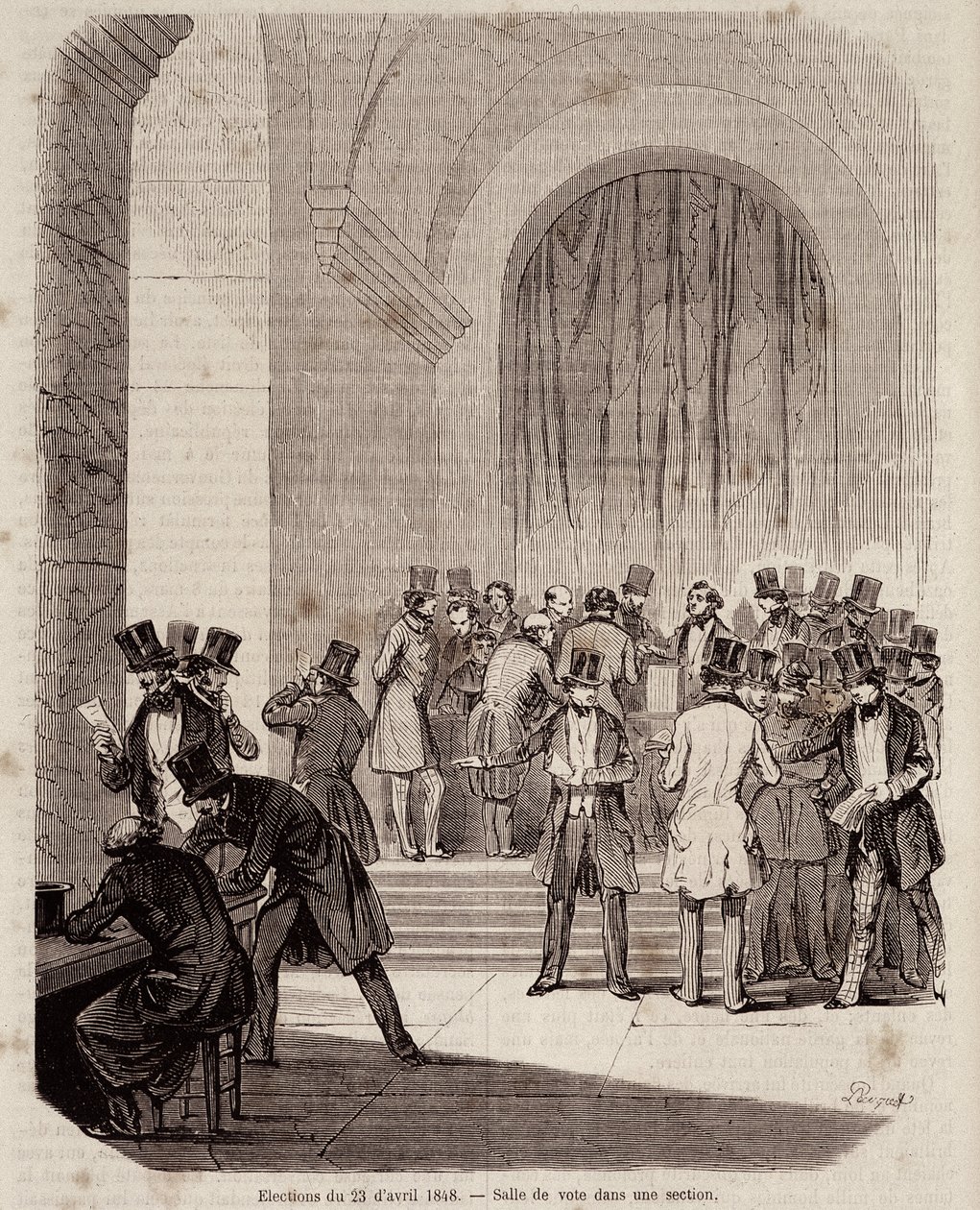 Élections du 23 avril 1848 : salle de vote dans une section - dans « Histoire populaire contemporaine » - Unknown artist