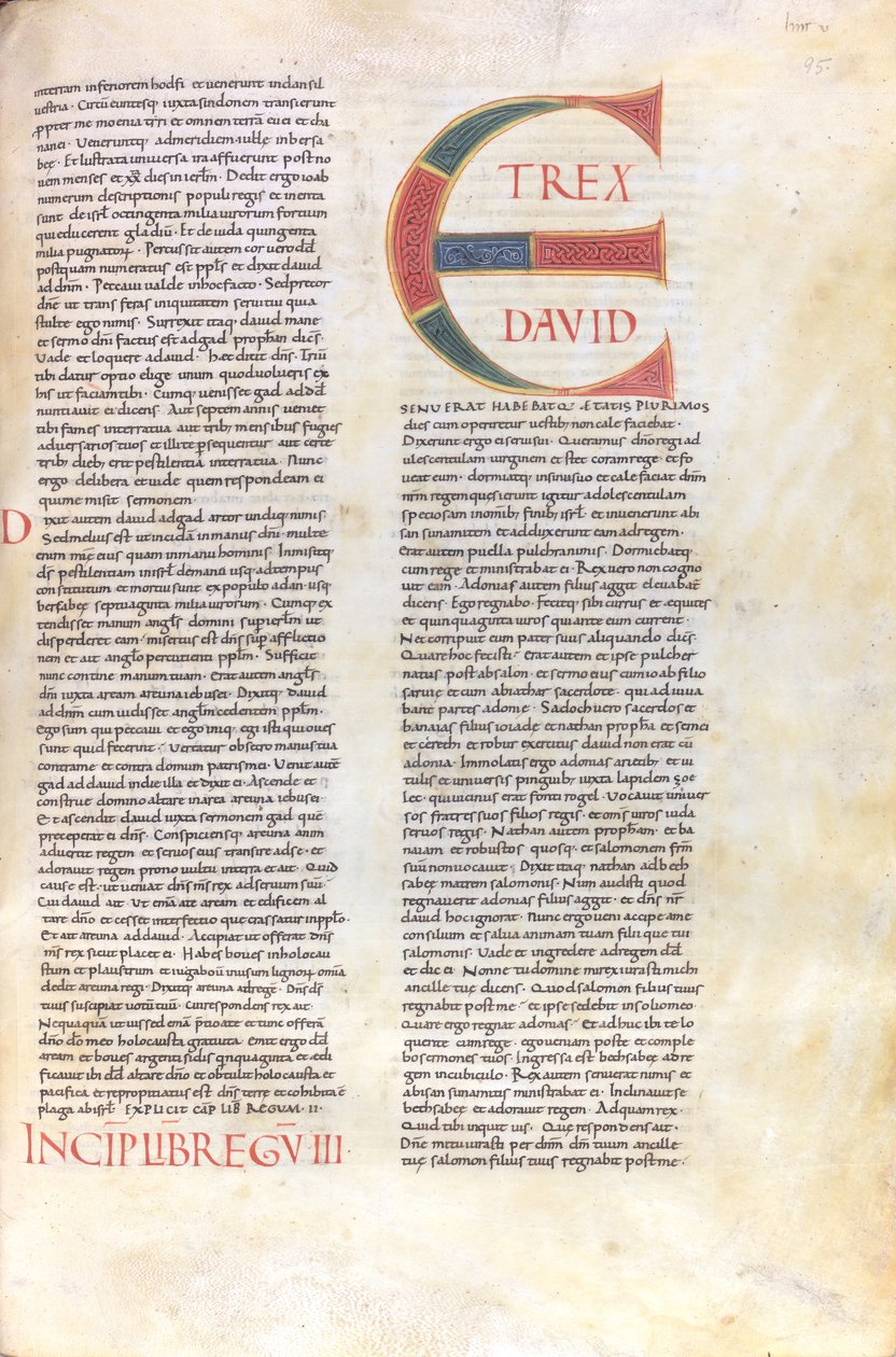 Premier Livre des Rois. Capulet avec le nom du roi David et l