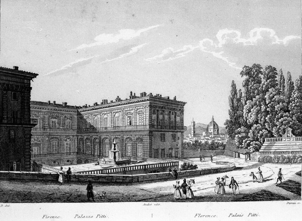 Florence : Vue du palais Pitti au début du 19e siècle. - Unknown artist