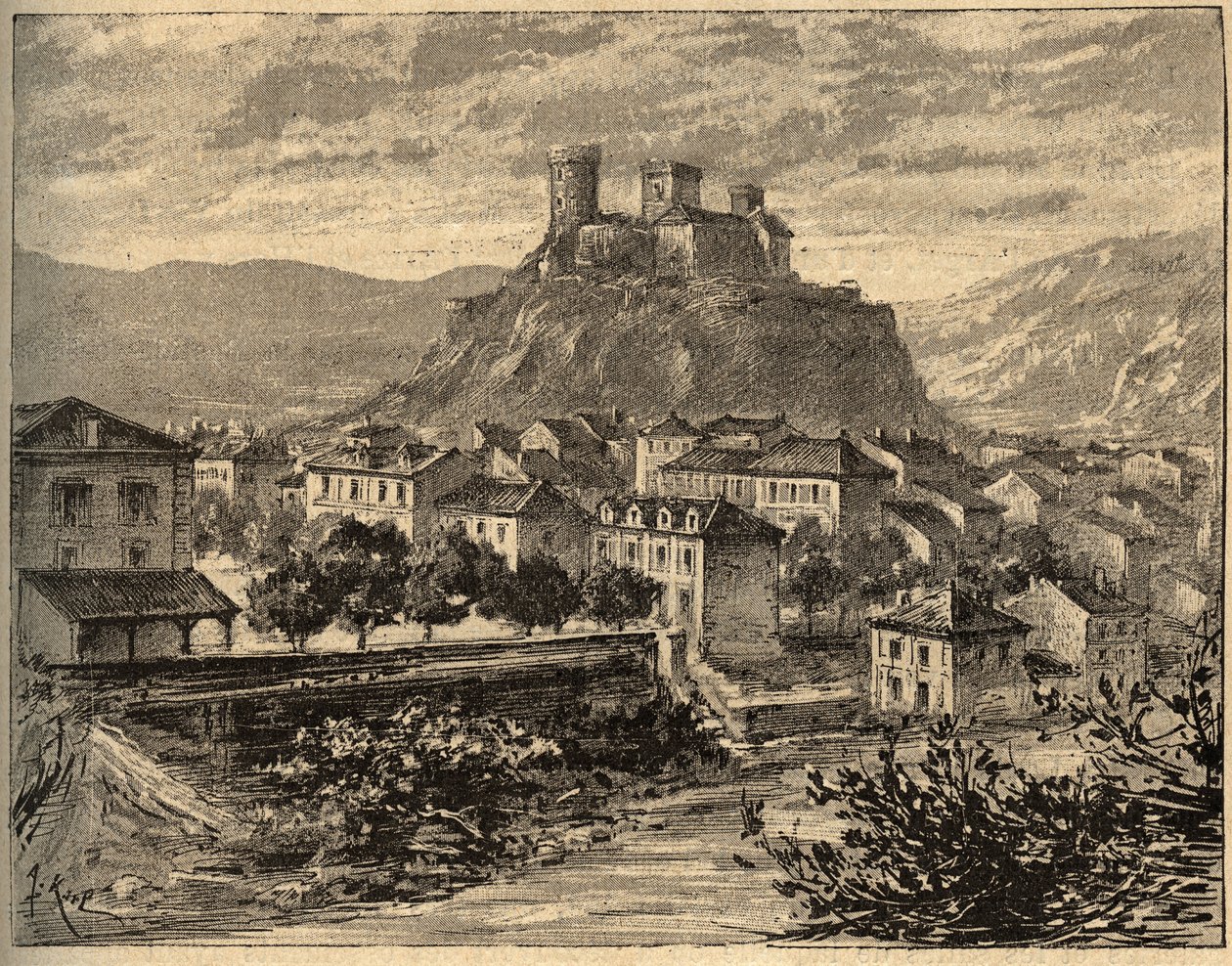 Foix - Ariège - Occitanie - gravure dans « PATRIE » - DESCRIPTION PICTURESQUE DE LA FRANCE EN 6 VOLUMES PAR LUCIEN HUARD - fin 19ème siècle - Unknown artist