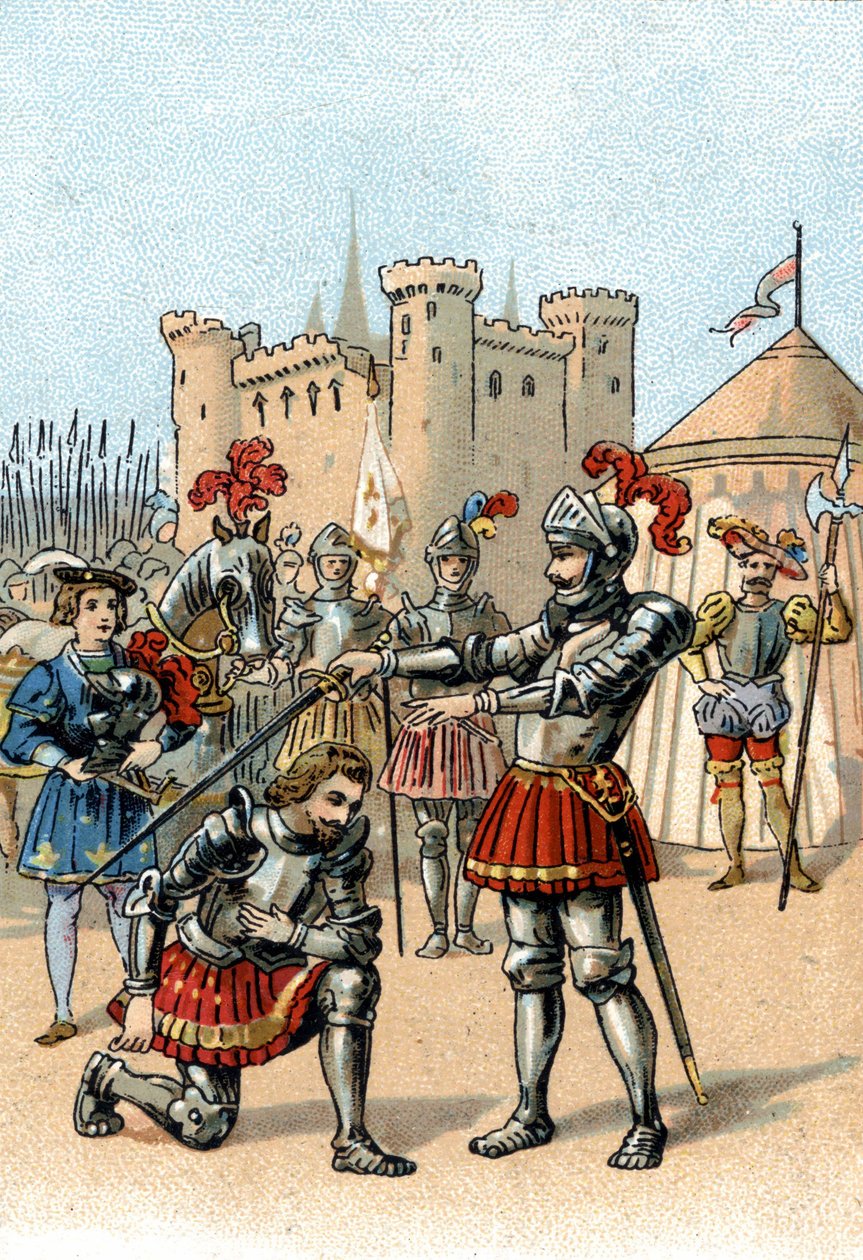 François Ier de France demandant à être adoubé par le Chevalier Bayard après la victoire à la bataille de Marignan, Italie. - Unknown artist