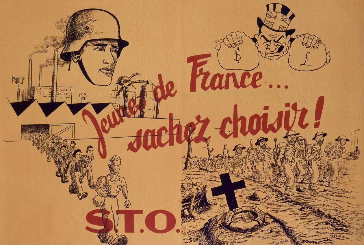 Affiche de propagande française pour le STO (organisation de travail obligatoire créée en 1943 pendant l