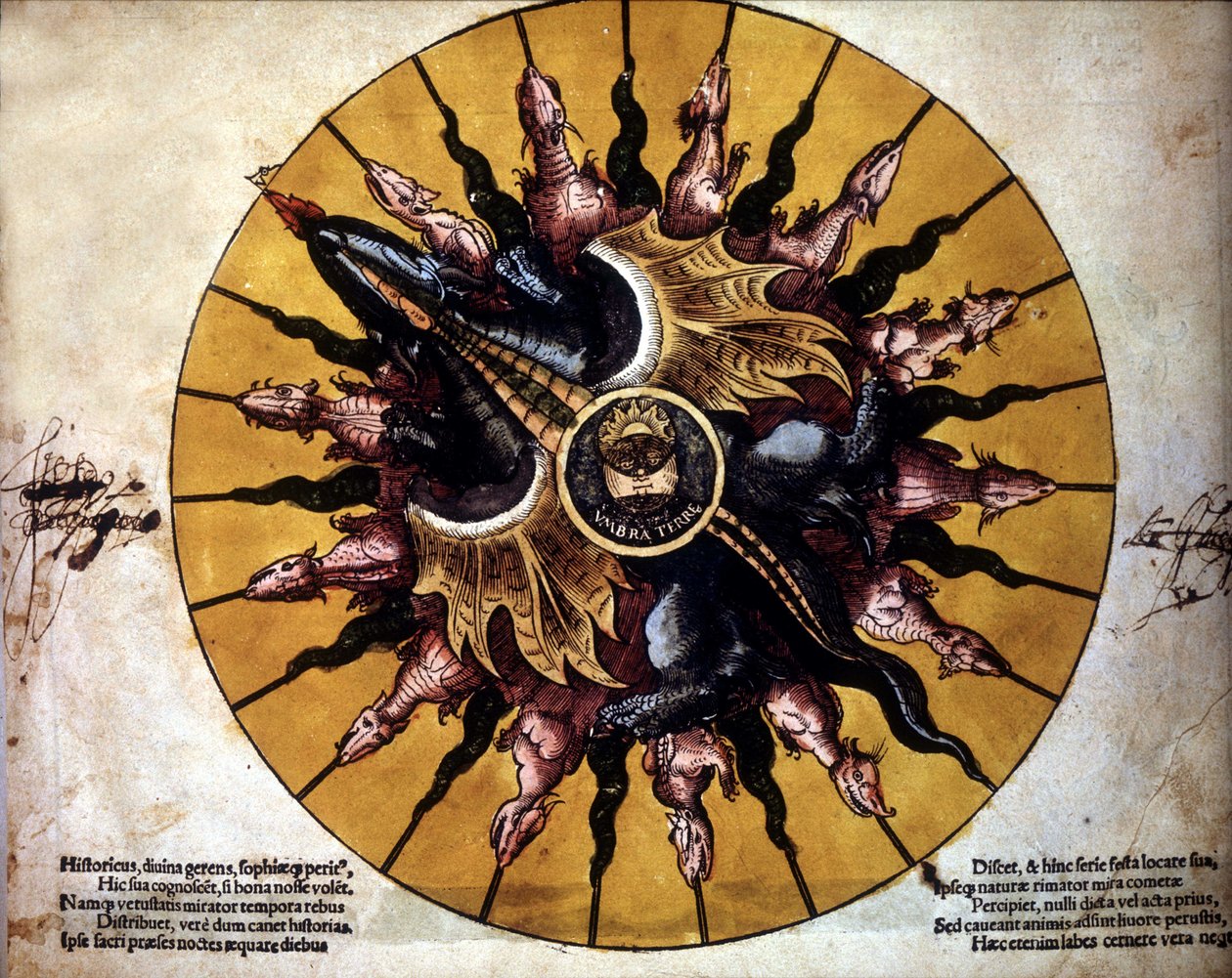 Frontispice représentant un soleil - dans "Astronomicum Caesarium", traité d